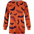 thumbnail image 3 of Chandail en Molleton Citrouille Chat pour Femmes Halloween Col Rond Pull Manches Longues Hauts Décontractés Amples, 3 of 5
