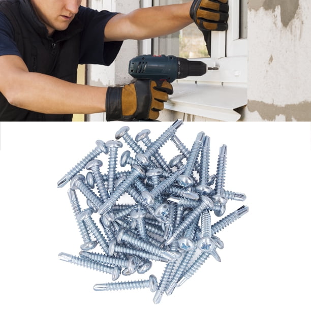 Tornillo 50 Tornillos Autoperforantes De Cabeza Redonda De 4,2 X 25 Mm, Tornillos De Taladro De Acero Galvanizado Para Reparación De Muebles