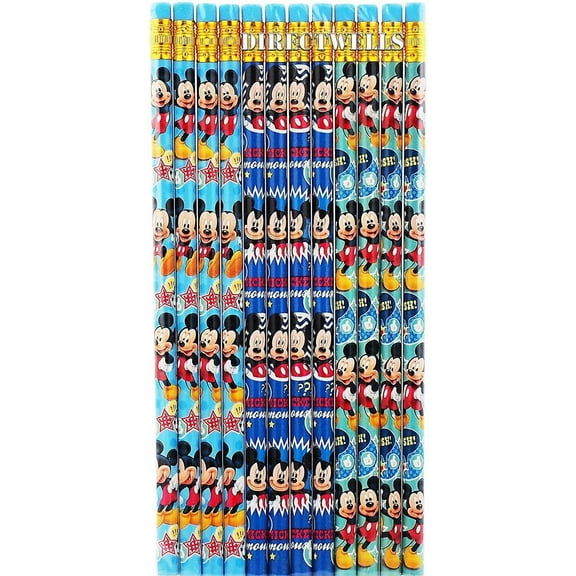 Disney Mickey Mouse Authentic Licensed 12 Wood Pencils Pack