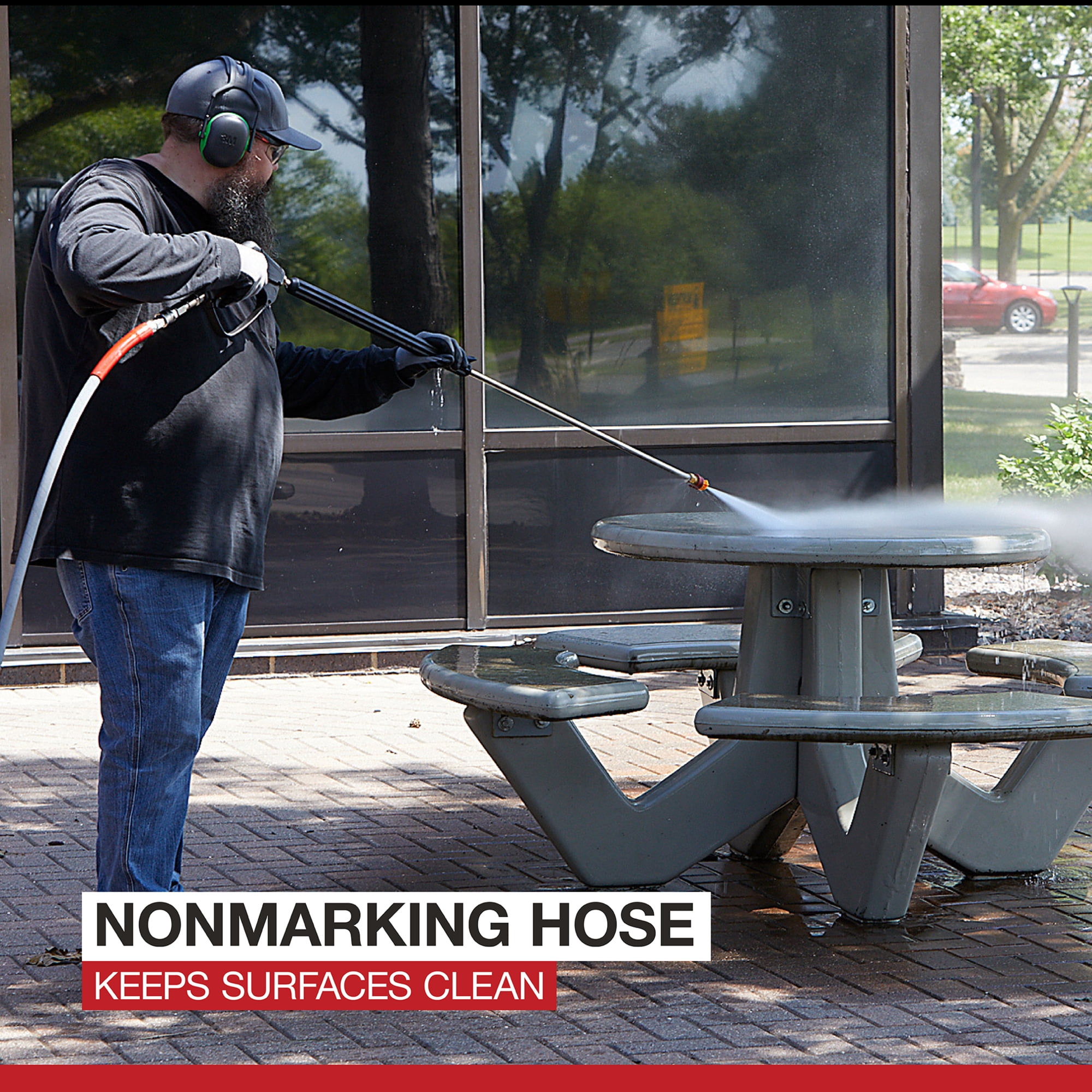 NorthStar Pressure Washer Hose Reel with 50ft. Steel-Braided Hose, 3/8in. x 100ft. Capacity, 5000 PSI