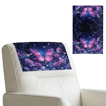 TSOVTHRID Violet Butterfly Rose Daisy Print Recliner Headrest Cover Easy Care PU Leather, Wear Resistant & Stain Resistant Couch Chair Head Protector for Sofa 17x27 in, 2 PCS