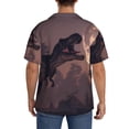 thumbnail image 3 of Lsque Dinosaur Moonlit Forest print Men's Cuban Collar Short Sleeve Shirt Summer Beachwear Casual Button Down Fashionable Vacation Leisure Shirt-3X-Large, 3 of 7