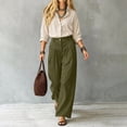 thumbnail image 6 of ClodeEU Women's 2 Piece Outfits ,Long Sleeve Button Down Shirt and High Waist Pleated Wide Leg Pants Set, Solid Color Casual Matching Set ,Women's Plus M, 6 of 7