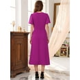 thumbnail image 4 of DARING DIVA Ruffle Crew Neck Short Sleeve Cocktail Midi Dress M Purple, 4 of 6