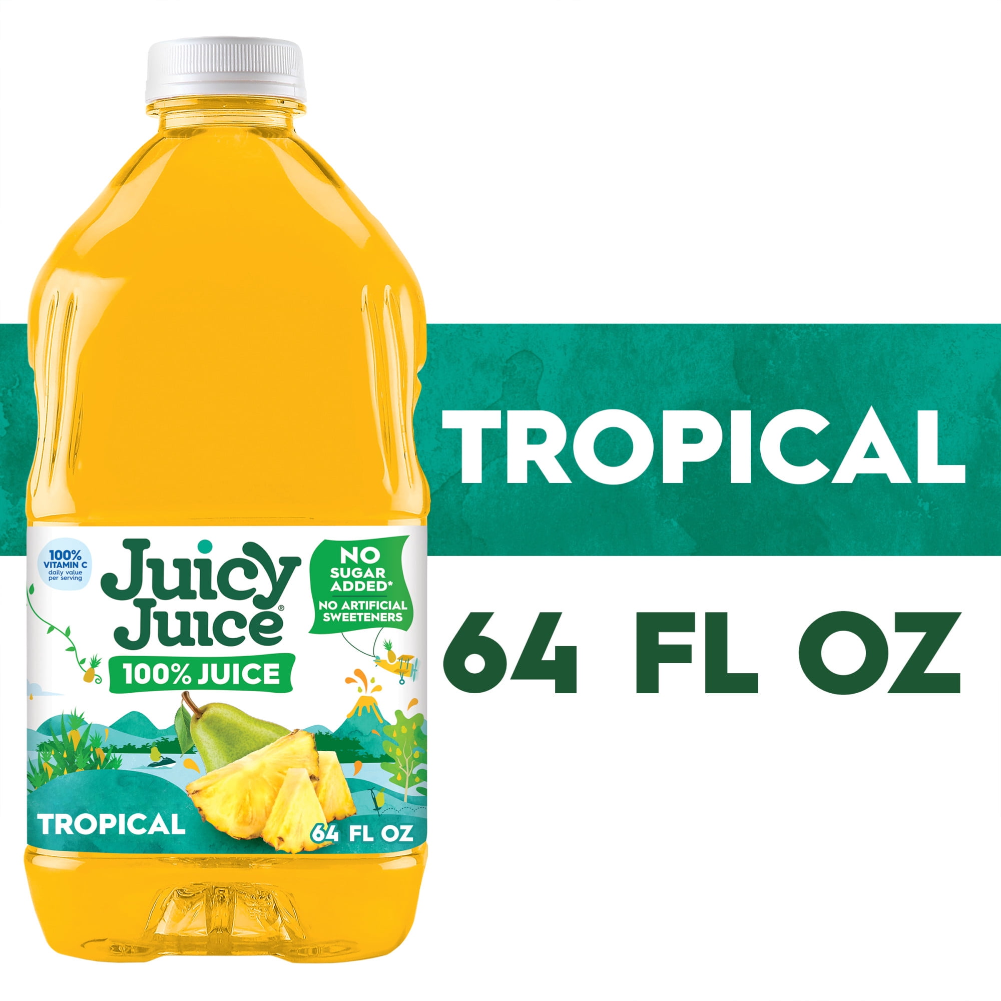 (4 pack) Juicy Juice 100% Juice, Tropical, 64 fl oz Bottle