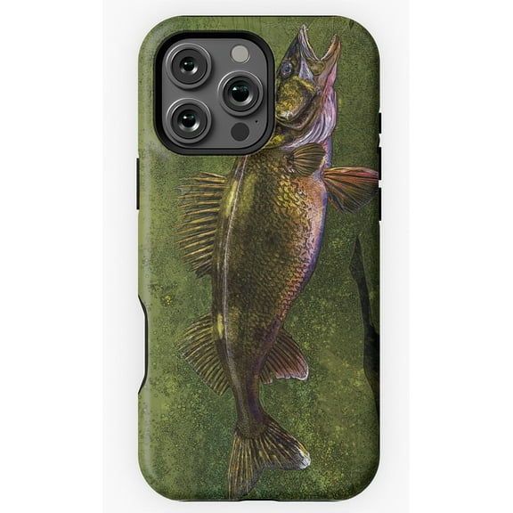 Walleye Chase Fishing Art Phone Case for iPhone 16 15 14 13 12 11 Pro Max