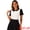 White, variant on Peter Pan Collar Blouse for Women's Contrast Puff Short Sleeve Summer Top S Black