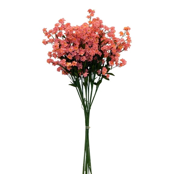 Sunrise Pink Baby Breath 18in Artificial Polysilk Faux Fake Flower Gypsophila Stems for Craft Home Garden Bouquet Arrangement Ceremony Wedding Arch Floral Wall Aisle Decor (Pink, Set of 2 Dozen)