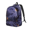 thumbnail image 1 of Disketp Mystery House Halloween Night print Canvas Backpack Lightweight Travel Daypack Student Rucksack Laptop Backpack-Medium, 1 of 5
