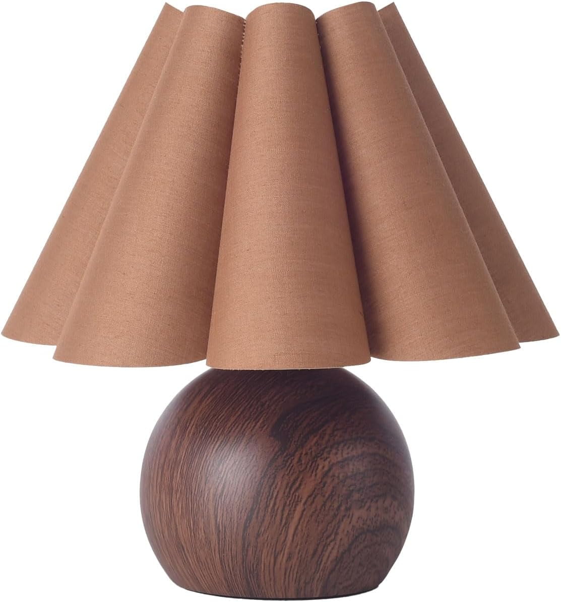 KUNJOULAM Cute Small Table Lamp, Modern Bedside Nightstand Lamp with Coffee Fabric Lampshade, Metal Base for Bedroom Home Office Decor (Without Bulb)