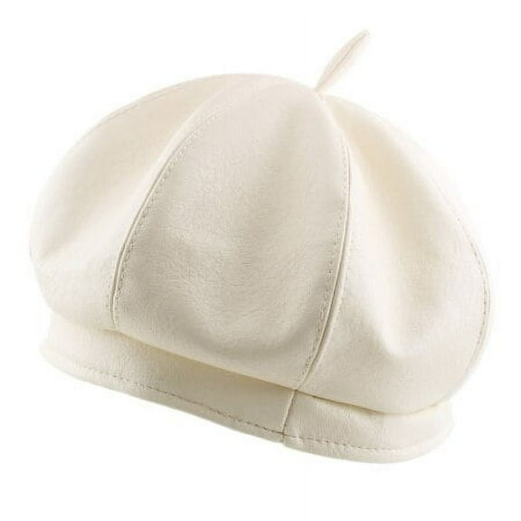 SikaFu Women Berets Vintage PU Leather Beret Hat Female Soft Leather Autumn Winter Hat Retro Artist Painter Hat Octagonal Berets