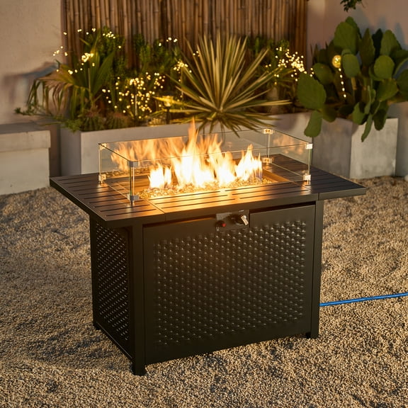 Deko Living Rectangular Outdoor Propane Gas Fire Pit Table, 50,000 BTU
