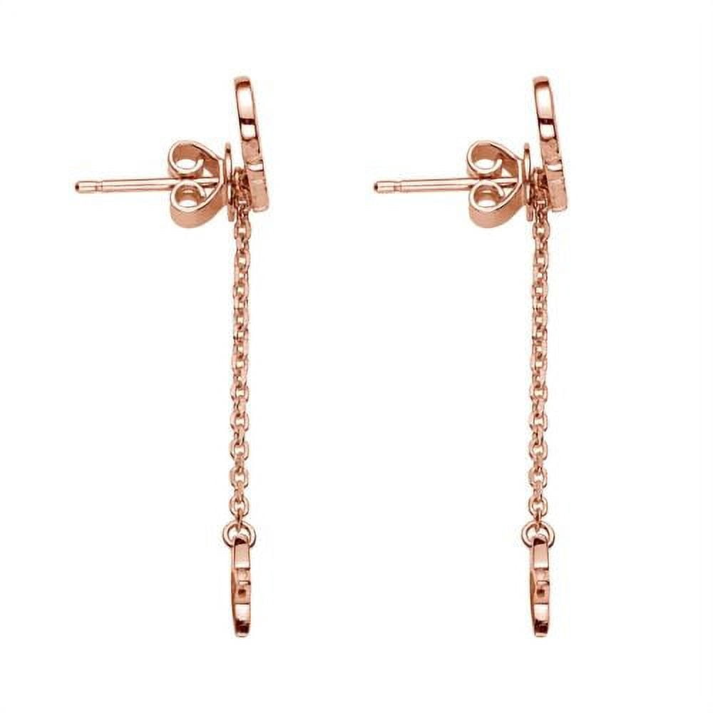 Personalized Planet Women's Rose Gold over Sterling Name with Moon Charm Dangle Crawler Earrings