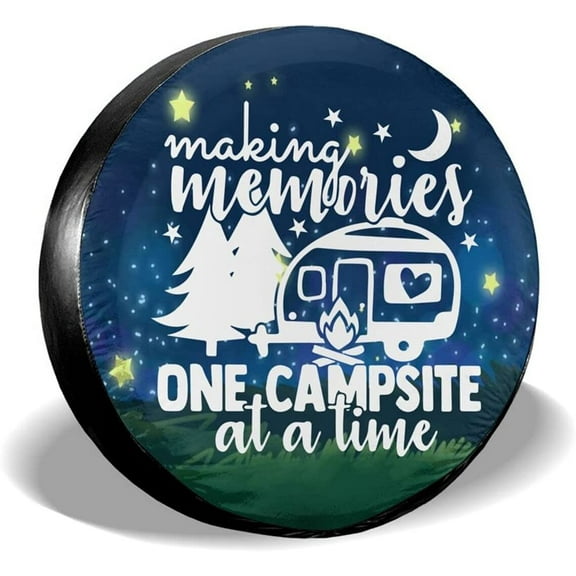 Making Memories One Campsite Starry Sky Camping Spare Tire Cover Weatherproof Wheel Protectors Universal Fit for Trailer Rv SUV Truck Camper Travel Trailer 14" 15" 16" 17"