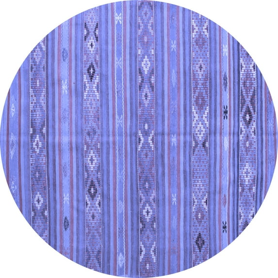 Ahgly Company Machine Washable Indoor Round Southwestern Blue Country Area Rugs, 7' Round