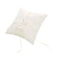 thumbnail image 4 of GOOHOCHY 20x20cm Wedding Ceremony Engagement Ring Pillow Bridal Bride Ring Bearer Flower White Ring Pillow with Ribbons, 4 of 8