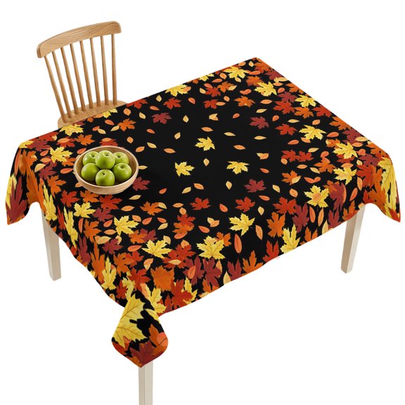 Rectangle Tablecloth-60x84in,Thanksgiving Maple Leaf on Black Waterproof Table Cloth Kitchen Dining Tables Cover for Indoor Outdoor Wedding Holiday Party,Abstract Fall Scenery