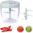 thumbnail image 1 of ZHAOCHENG Picadora manual de cebolla, prensador de ajos de 900 ml con 5 cuchillas, para ensalada de cebolla, pesto, perejil, salchicha/cortadora para nueces, vainilla, comida para bebés (verde), 1 of 3