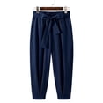 thumbnail image 7 of XuJwPNcy Mens Pants Lightweight Fashion Harem Pants Soft Tie Side Trousers with Pockets Loose Casual Outfit Clothing(Navy,3X-Large), 7 of 7