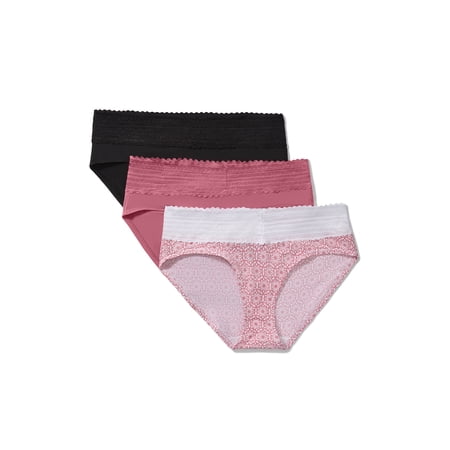 Warners® Blissful Benefits Women's Dig-Free Comfort Mid Waist Microfiber Hipster With Lace 3-Pack S-3XL