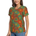 thumbnail image 2 of Wukai Abstract Pattern Classic V-Neck T-Shirt for Women: Comfortable, Stylish, and Versatile Wardrobe Essential-X-Large, 2 of 7