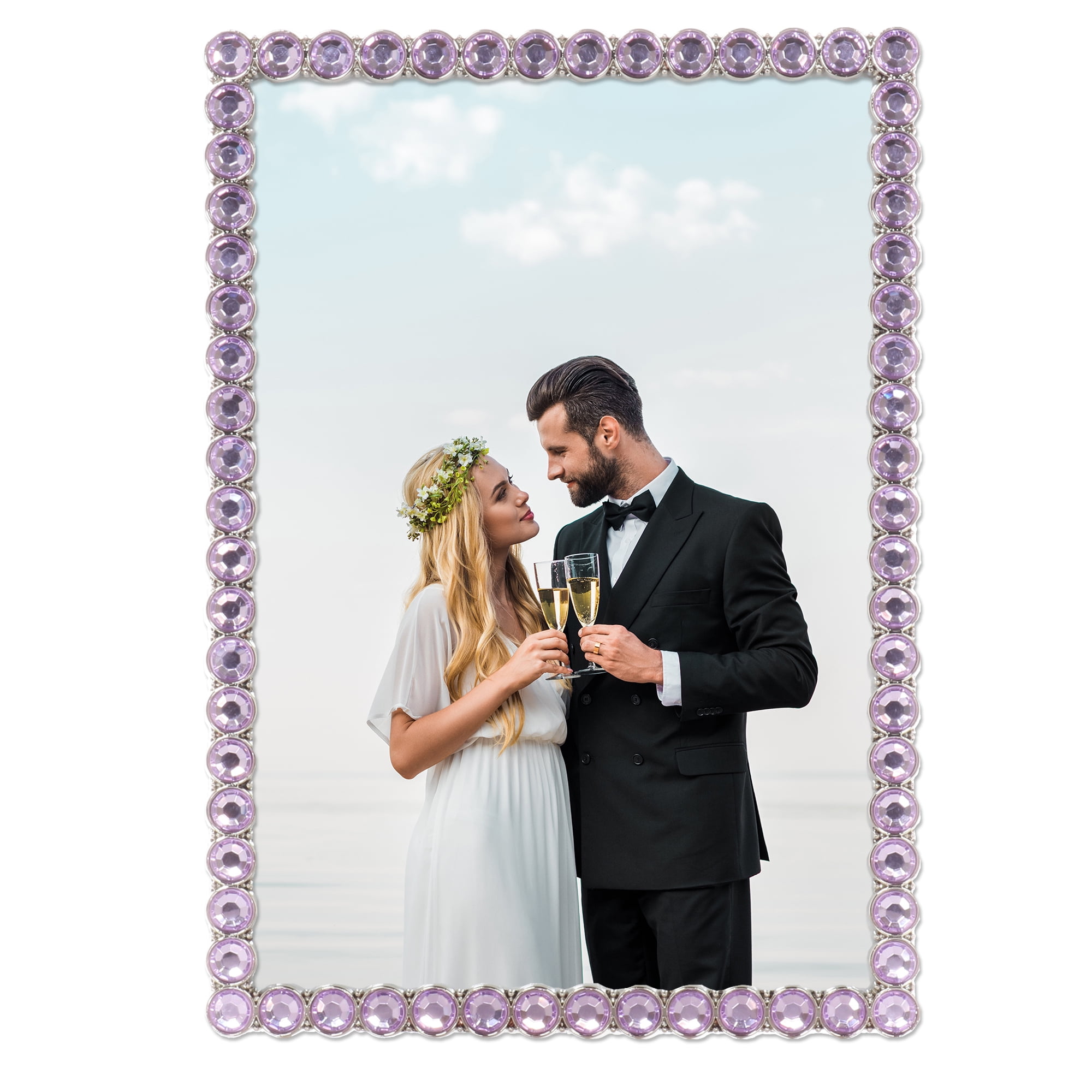 5x7 Silver Metal Sparkle Frame - Bright Lilac
