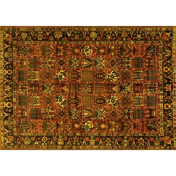 Ahgly Company Indoor Rectangle Persian Yellow Traditional Area Rugs, 5' x 7'