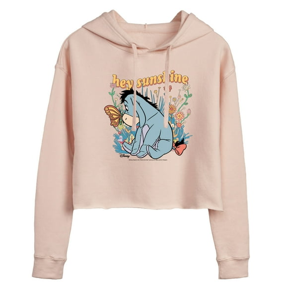 Winnie the Pooh - Butterfly Friends with Eeyore - Juniors Cropped Pullover Hoodie