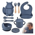 thumbnail image 1 of Juego de Platos y Cubiertos de Silicona Babe Azul ardilla para Bebés, 1 of 9