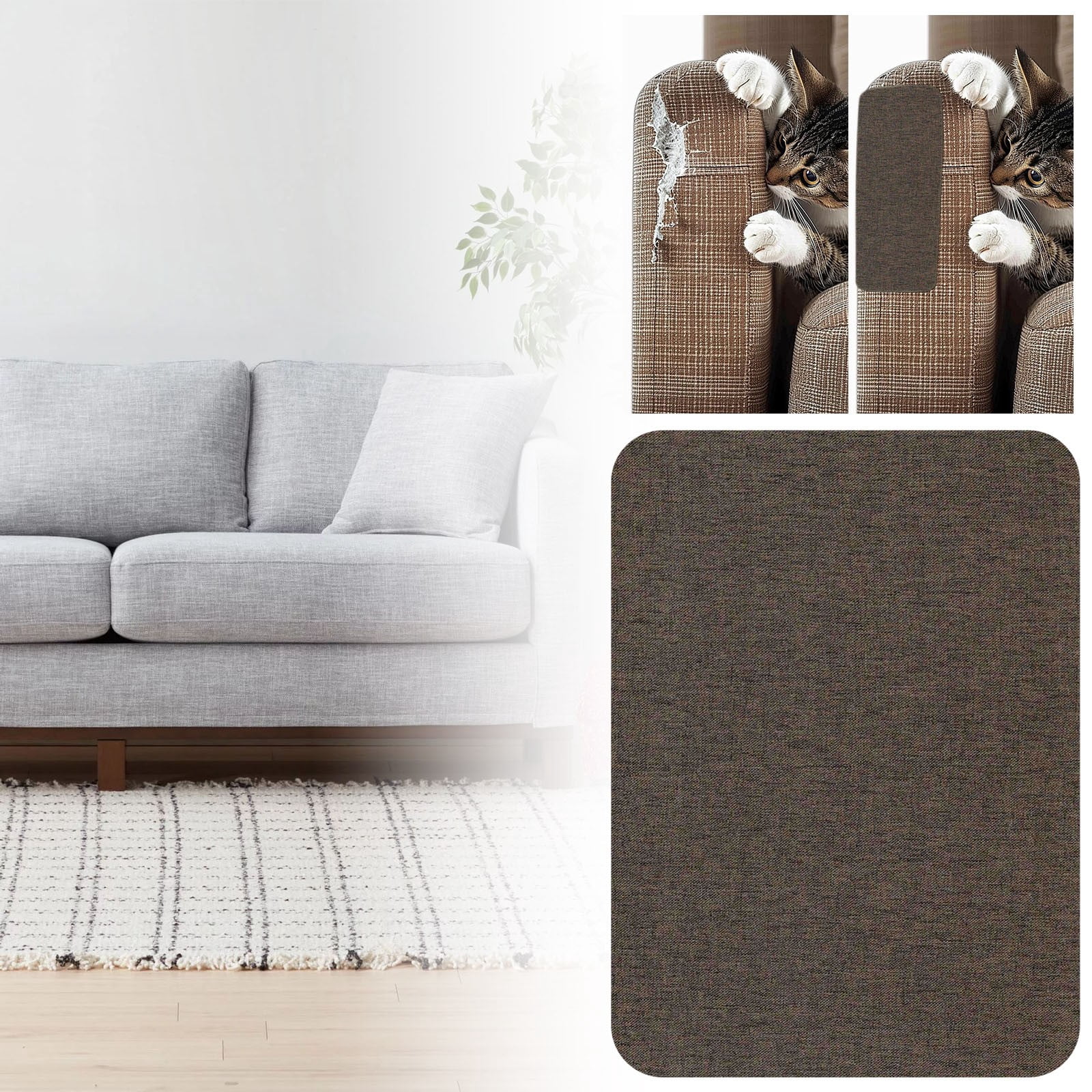8 x11 Inch Linen Repair Patches, Self-Adhesive Fabric Patch, Durable No-Sew Iron-On Fabric Couch Repair Tape Patch for Upholstery, Furniture, Car Seats, Office Chair, Sofa, Clothing(Brown2,11x8")