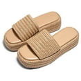 thumbnail image 2 of Womens Platform Sandals Raffia Espadrilles Slip on Open Toe Cute Boho Summer Beach Slide Sandals, 2 of 3