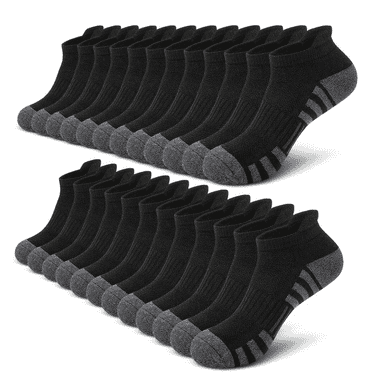 Loritta 12 Pairs Mens Socks Black Running Ankle Socks Low Cut Cushioned Breathable Athletic Socks Mens Socks Size 6-9