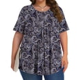 thumbnail image 4 of Fantaslook Womens Plus Size Tops Tunic Short Sleeve Shirts Floral Blouses Loose Summer Tops, 4 of 9