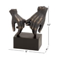 thumbnail image 4 of DecMode Black Polystone Hands Weathered Patina Linked Decorative Sculpture with Block Base and Gold Accents, 9" x 4" x 10", 4 of 18