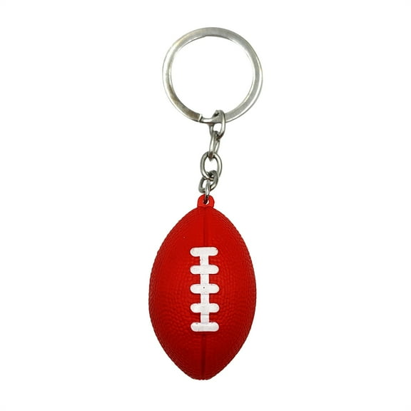 Football Keychains,Soccer Keychain,Football Purse Charm,Mini Football Keychains For Sport Party Favors,2.1” Inch Small Stress Ball Keychains Bulk For Kids Birthday Gift Goodie Bags Fillers(Red)