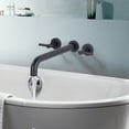 thumbnail image 3 of Wowow Wall Mount Tub Filler Faucets,High Flow Wall Mounted Bathtub Faucet with Two Handles and 12" Long Spout, Matte Black, 3 of 8