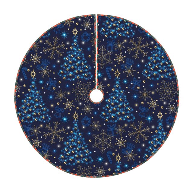 Fotbe Christmas Tree Pattern Christmas Tree Skirt, Tree Skirts Plush Christmas Decorations, Christmas Tree Skirts Xmas Decorations Holiday Party Decor-48"