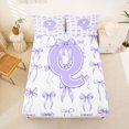 thumbnail image 5 of Manfei Purple Bow Knot Full Size Sheets For Girls,Cartoon Kids Letter Q Initial Print Bed Sheets For Kids,4 Pieces, 5 of 6