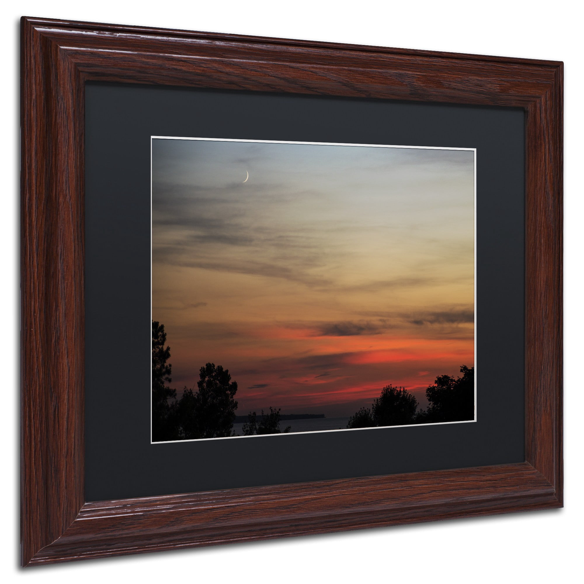 Trademark Fine Art "New Moon Sunset" Canvas Art by Kurt Shaffer, Black Matte, Black Frame