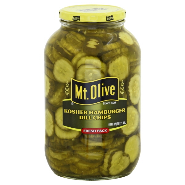 Mt. Olive Kosher Hamburger Dill Chips Pickles, 64 fl oz