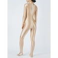 thumbnail image 4 of Haitryli Women's Long Sleeve Glossy Bodystocking Bodysuit Full Body Jumpsuit Unitards Shapewear Nude XXL, 4 of 5
