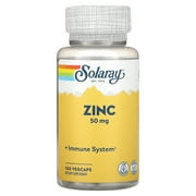 Solaray Zinc 50 mg Amino Acid Chelate with Pumpkin Seed, Immune & Cellular Health Support, Bioavailable, 100 VegCaps