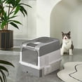 thumbnail image 2 of Cat Litter Box, Enclosed Removable Litter Boxs for Big Cats, Front Entry Top Exit Kitty Box Odor Control (Gray), 2 of 14