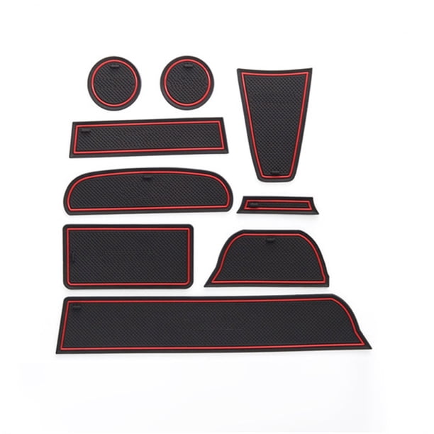 Sidaley 9 unids/set de almohadillas protectoras para ranura de puerta de coche, cojines para portavasos de vehículo, decoración de Automoción decorativa y accesorios Rojo