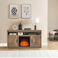 thumbnail image 3 of Roomfitters Farmhouse Fireplace TV Stand for TVs up to 65", Rustic Entertainment Center with Electric Fireplace, TV Cabinet with 2 Barn Doors, TV Console Cabinet with Open Storage Shelves, Gray Wash, 3 of 8
