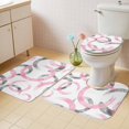 thumbnail image 3 of Vintage Pink Gray Circle Lines Bathroom Rugs Set Abstract Art White Background Non Slip Absorbent Soft Bath Mats 3 Piece Set with Bathroom Rug, U-Shaped Floor Mat, Toilet Seat Cover Large Size, 3 of 9