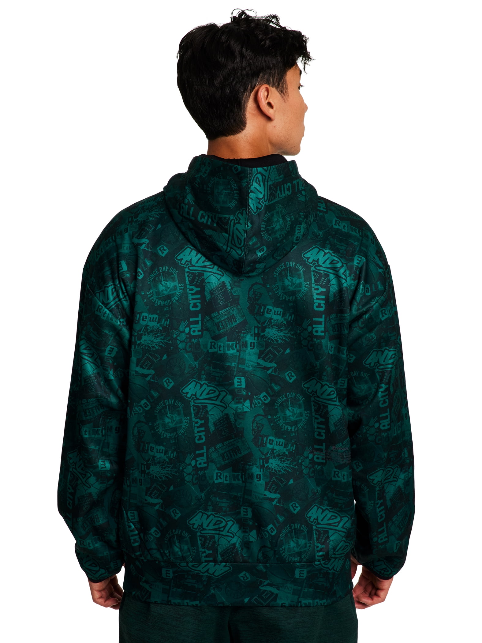 AND1 Men's and Big Men's Ultimate Print Pullover Hoodie, up to Size 3XL
