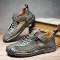 thumbnail image 2 of Rokment Women's Men's Vintage Stitching Mesh Leather Patchwork High Top Fashion Sneakers Fall Breathable Casual Slip on Walking Flat Non Slip Driving Work Tennis Shoes Green Size 10, 2 of 5