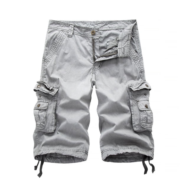 fastboy Cargo Shorts Pantalons Décontractés Homme Tenue Résistance à l'Usure Multi-Usage Extérieur Intérieur Commodité Costume de Travail à la Mode Blanc-Gris 38