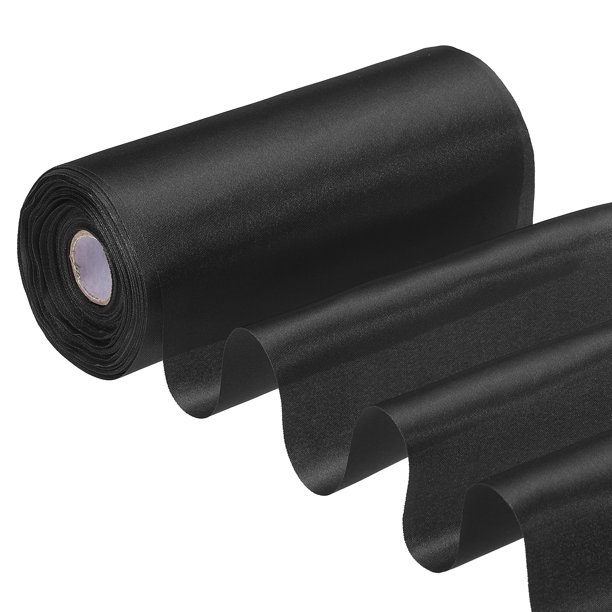 Rollo de cinta de satén Uxcell, cinta para envolver regalos para kit de ceremonia de corte, gran apertura, lazo de coche, cinta de silla, costura DIY, negro
